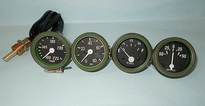 Willys MB Ford GPW Armaturen Satz - Temperatur +Öl Druck+ Kraftstoff+ Ampere