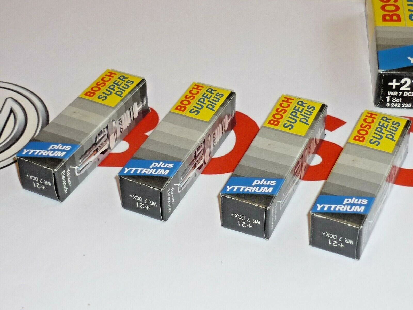 Set of 4 original BOSCH FR8DCX 19 SUPER plus YTTRIUM spark plugs NEW in BOX