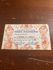 Southeastern Shrine Clown Association 1976 Membership Card