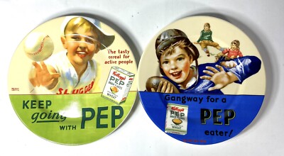 Vintage NEW Kellogg's Keep It Going with PEP & Gangway for a PEP Eater! Plates