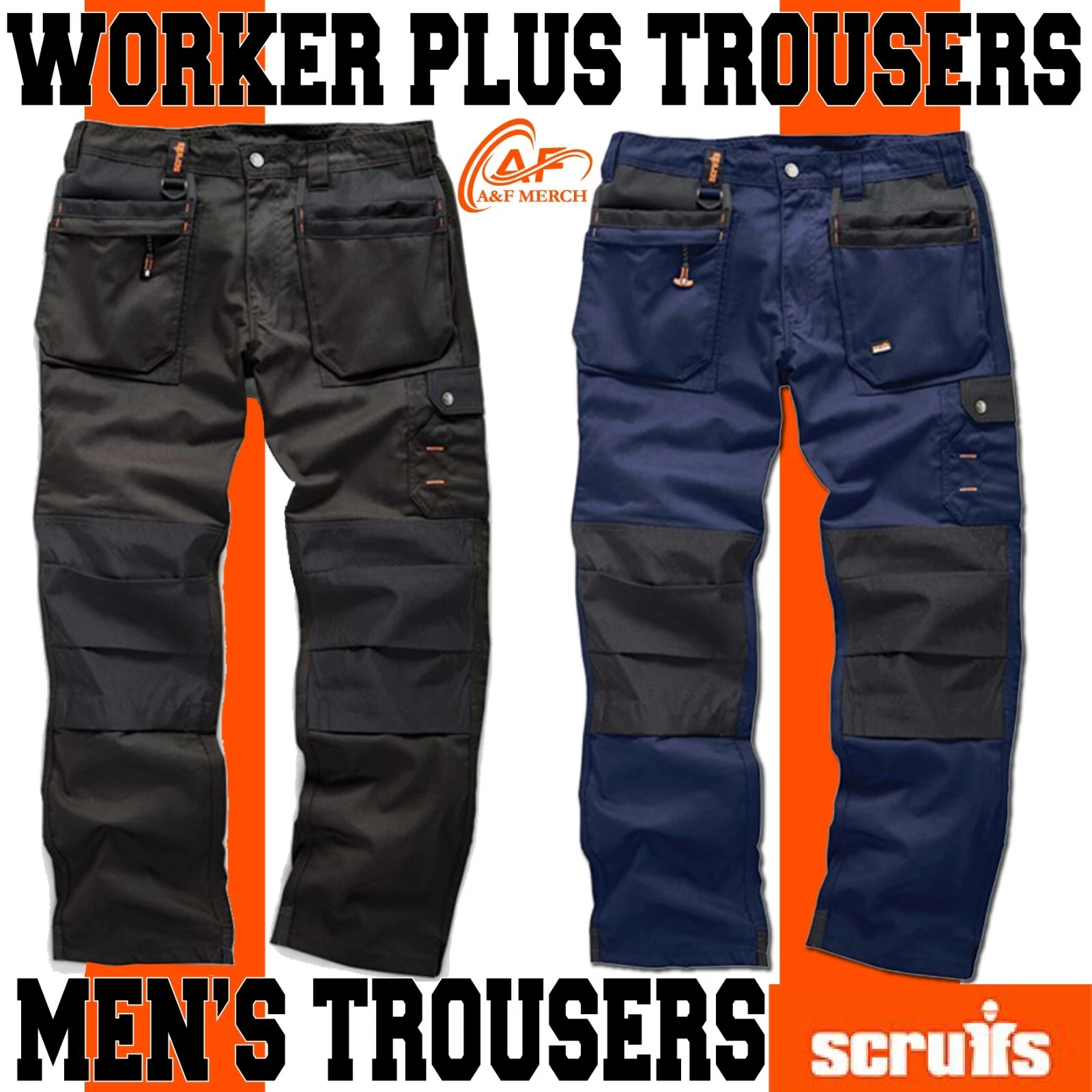 Scruffs Worker Plus Trousers Hardwearing Multi Pocket Site Work Pants