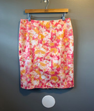 Talbots Classic Cotton A-Line Skirt Womens 10 Lined Colorful Floral Stretch
