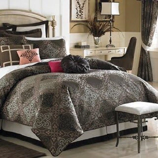 Panel de cortina superior con poste de cacao WATERFORD Rosemarie Foto 2 de 2