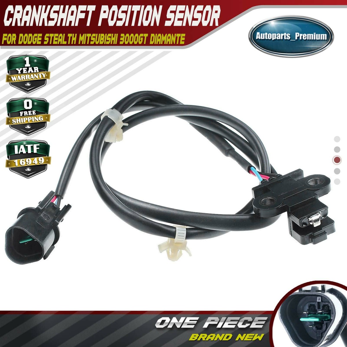 A-Premium Crankshaft Position Sensor For Dodge Stealth & Mitsubishi 3000GT, Diamante – Replaces MD187066