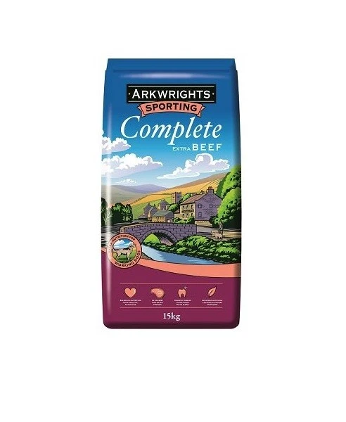 15KG / 30KG ARKWRIGHTS SPORTING COMPLETE EXTRA BEEF DRY DOG FOOD BISCUITS