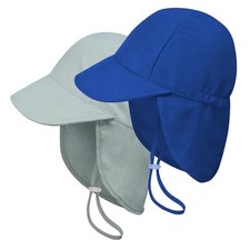 2 Pack Baby Sun Hats UPF 50 Toddler Beach Hat for Girls 2-4T Royal Blue/Grey