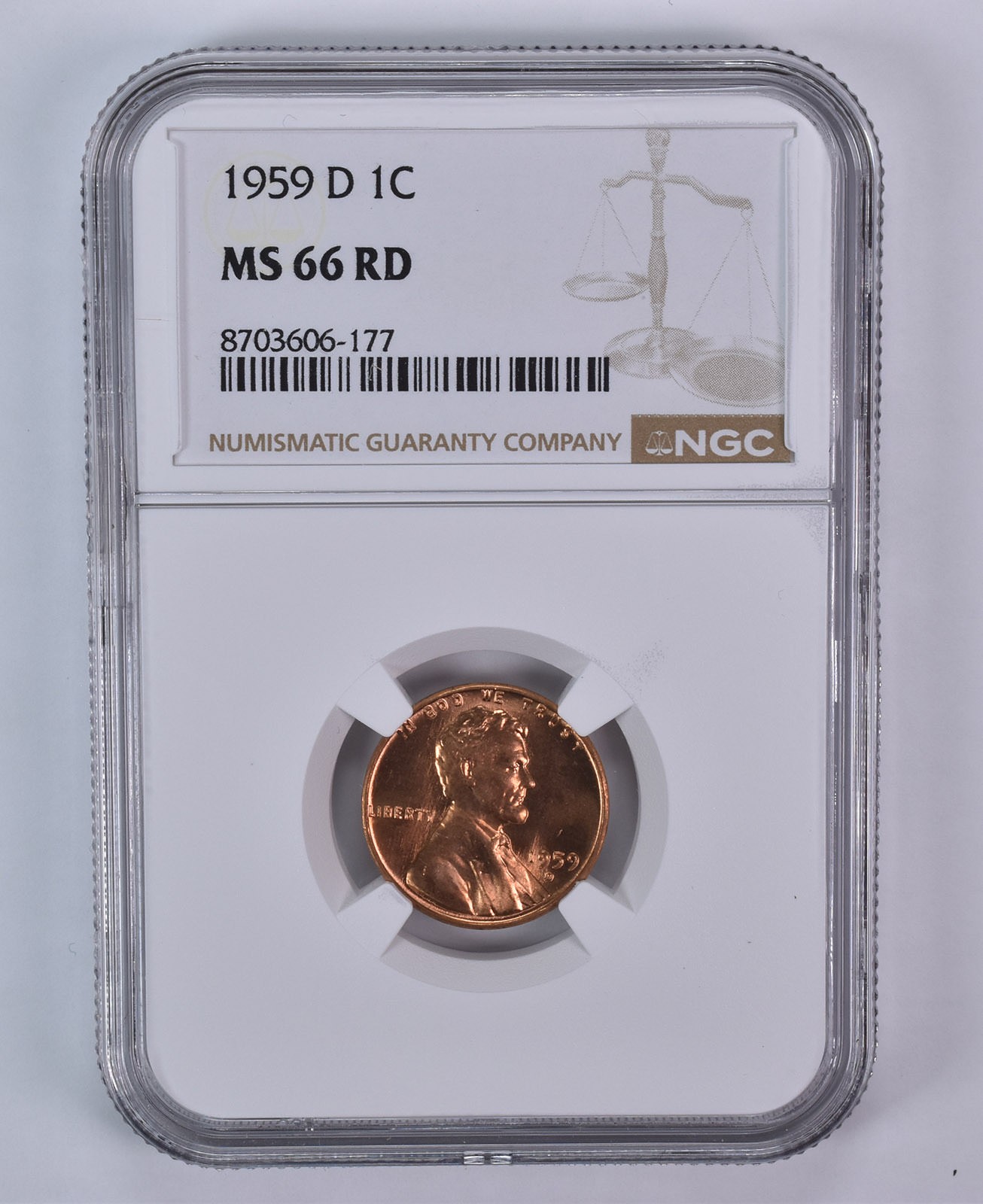 1959-D Lincoln Memorial Cent MS66 RD NGC