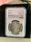 1881-S Morgan Silver Dollar. NGC MS66. Blast White Gem. " Beautiful "