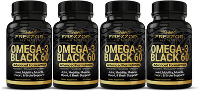 FREZZOR Omega 3 Black Green Lipped Mussel Oil Capsules - 4 Bottles, 240 Count