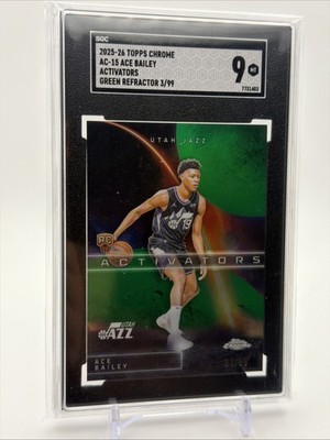 Topps 2025-26 Topps Chrome Ace Bailey Utah Jazz Activators AC-15 Green 3/99 RC