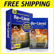 Flexible 4% Lidocaine Pain Relief Patch - 31 Pack, Targeted Comfort for Joints