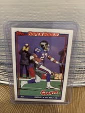 RODNEY HAMPTON 1991 FOOTBALL CARD Topps #18 Rookie RC NEW YORK GIANTS RB Nm. rookie card picture