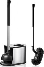Toilet Plunger and Brush Set: 2 in 1 Stainless Steel Rustproof Combo with Deep C