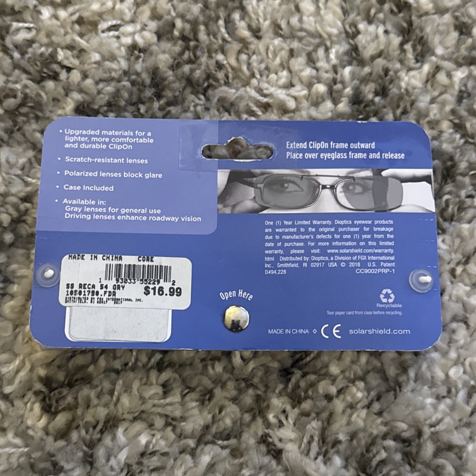 Foster Grant Solar Shield Polarized Clip On Sunglasses 54 RecA