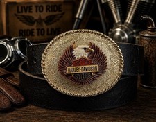 Vintage Harley Davidson Eagle Brass Buckle With Premium Buffalo Belt