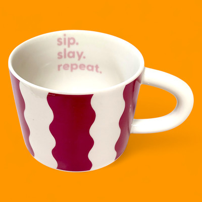 Room Essentials Stoneware Mug Pink/ White Waves Sip Slay Repeat 16.5oz