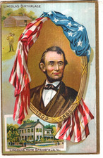 ANTIQUE PATRIOTIC Postcard   ABRAHAM LINCOLN'S BIRTHPLACE, SPRINGFIELD, ILLINOIS
