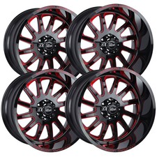Set Of 4 Off-road Monster M17 20x10 6x135 -19mm Blackred Wheels Rims 20 Inch