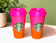 Starbucks 2 Reusable Hot Cup Tropic Haze pink...