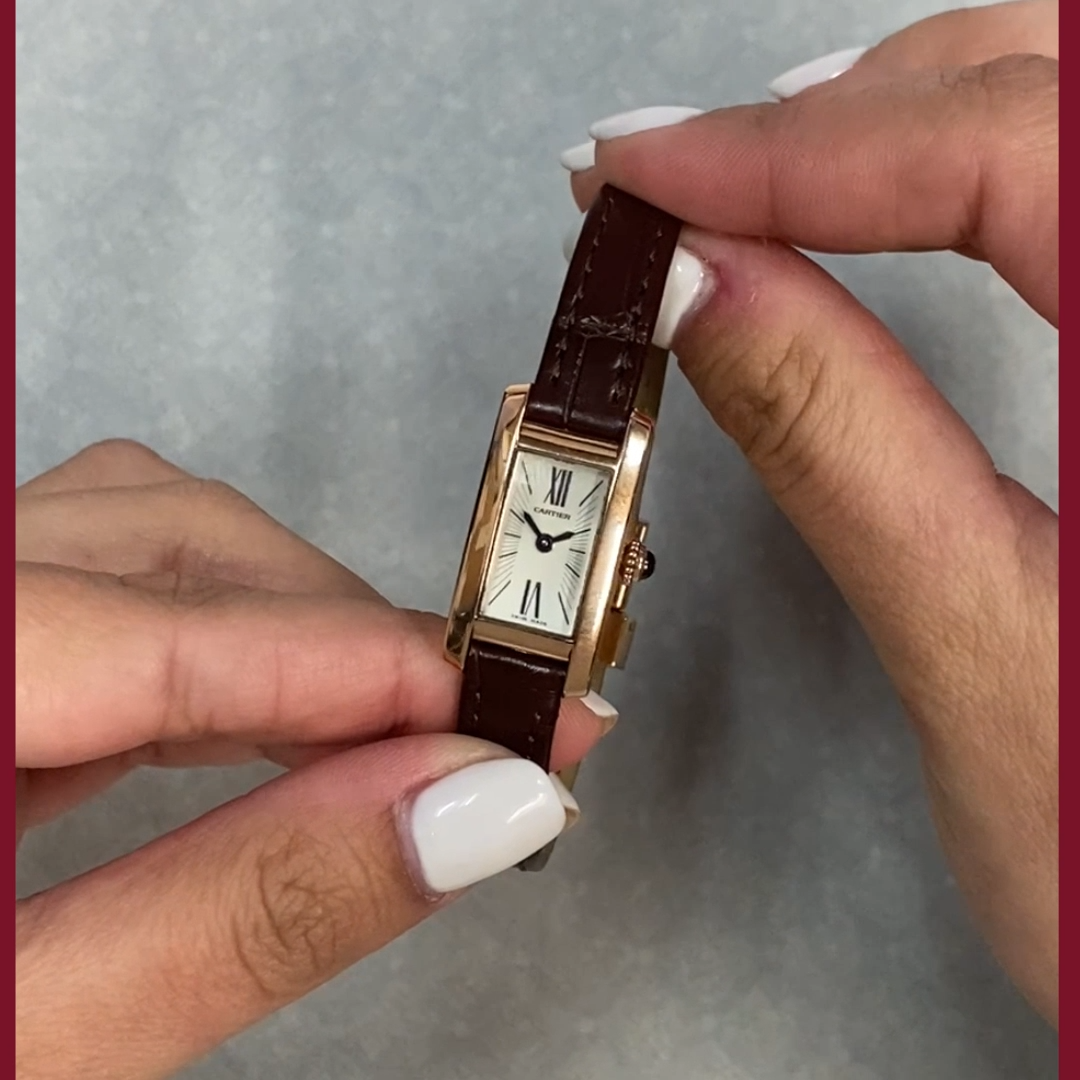 Cartier Tank Allongee Lanieres 18k Rose Gold Ladies Quartz Watch