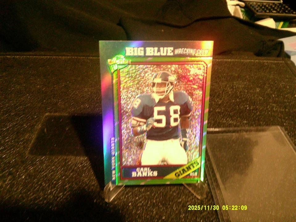Topps Fan Favorites Football GIANTS Great Carl Banks REFRACTOR Very RARE 96/99 - Image 2 of 3