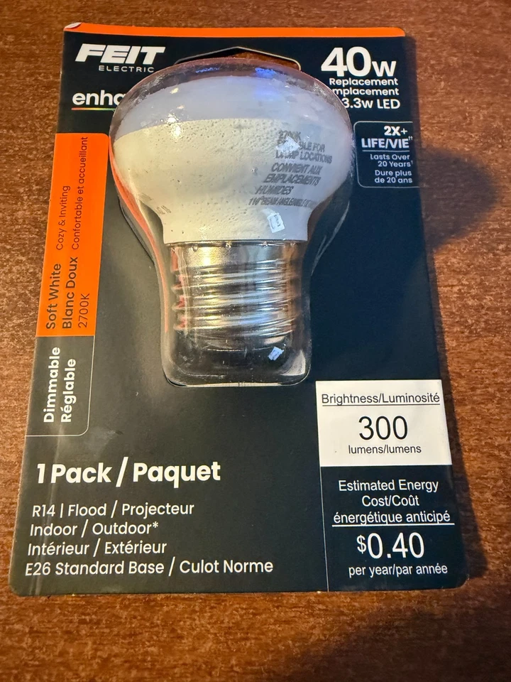 FEIT BPR14DM/927CA 3.3W (40W EQ.)120V R14 E26 BASE LED REFLECTOR (PACK OF 2) - Image 2 of 3