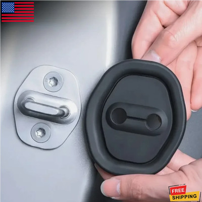 4pcs Silicone Car Auto Door Lock Cover Door Latch Protection Black