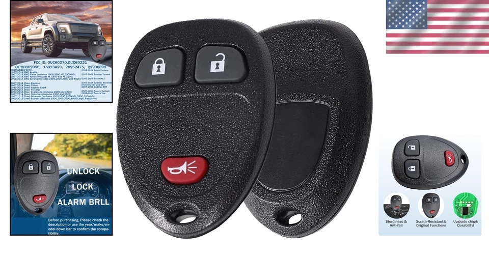 Keyless Entry Remote Key Fob Compatible with Chevy Tahoe Suburban Silverado Aval - Image 2 of 4