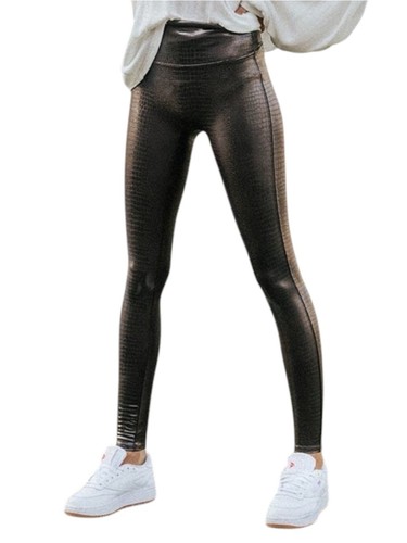 NWT Spanx Faux Leather Croc Leggings size Medium in Brown