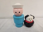 Fisher Price Little People Sailor Vintage Large  Figure 3.5" 1974 & Chunky Dog