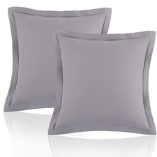 Gray Euro Sham Covers 26x26 Inch, Set of 2, Wide Flange