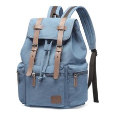 Vintage Canvas Backpack for Men  Women, Durable Casual Daypack with Blue