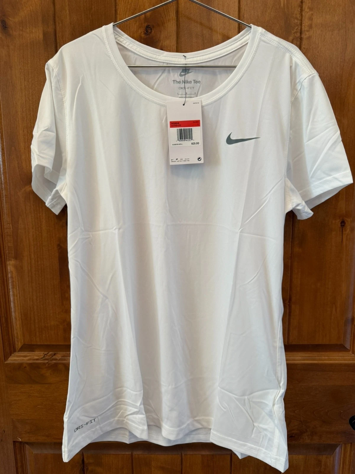 Nike White Women's Large Short Sleeved Dri-Fit Tee, NWT