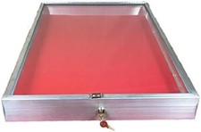 Aluminum Display Case 34 x 22 x 3 Red Gun Pistol Knife Card Show RED Shadow Box