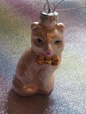 KATZE mit Schleife -Christbaumschmuck-Dekokugel-Baumschmuck- Anhänger