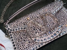 Valentino Garavani Locò Shoulder Bag with Rhinestones - Pink and Gold