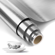 Brushed Silver Permanent Vinyl - 12" x 6 FT Silver Adhesive Vinyl Roll Compat...