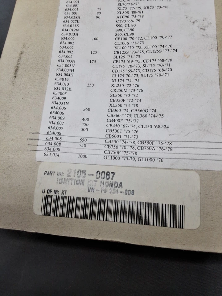 Kit de encendido HONDA, 634008, CB500T '71-'73 / CB550(F) '74(75)-'78 /CB750 '70-'78 Foto 2 de 2