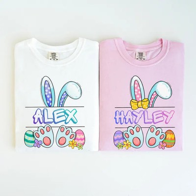 Personalized Easter Sibling Comfort Tee Custom Kids Family
