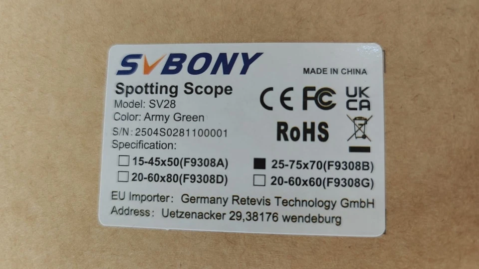 Svbony SV28 Longue Vue 25-75x70 avec Adaptateur téléphone couleur Army green - Photo 2/2