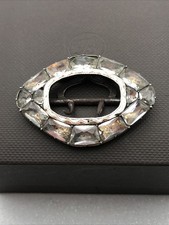 Antique Rhinestone Shoe Buckle Paste Black Dot Gold Trim Single Silver