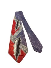 VINTAGE 1930s-1940s Silk Neck Tie With Multi Colored Design.