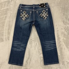 Miss Me Capri Jeans Womens 32x23.5 Buckle Easy Embellished Thick Stitch Stretch