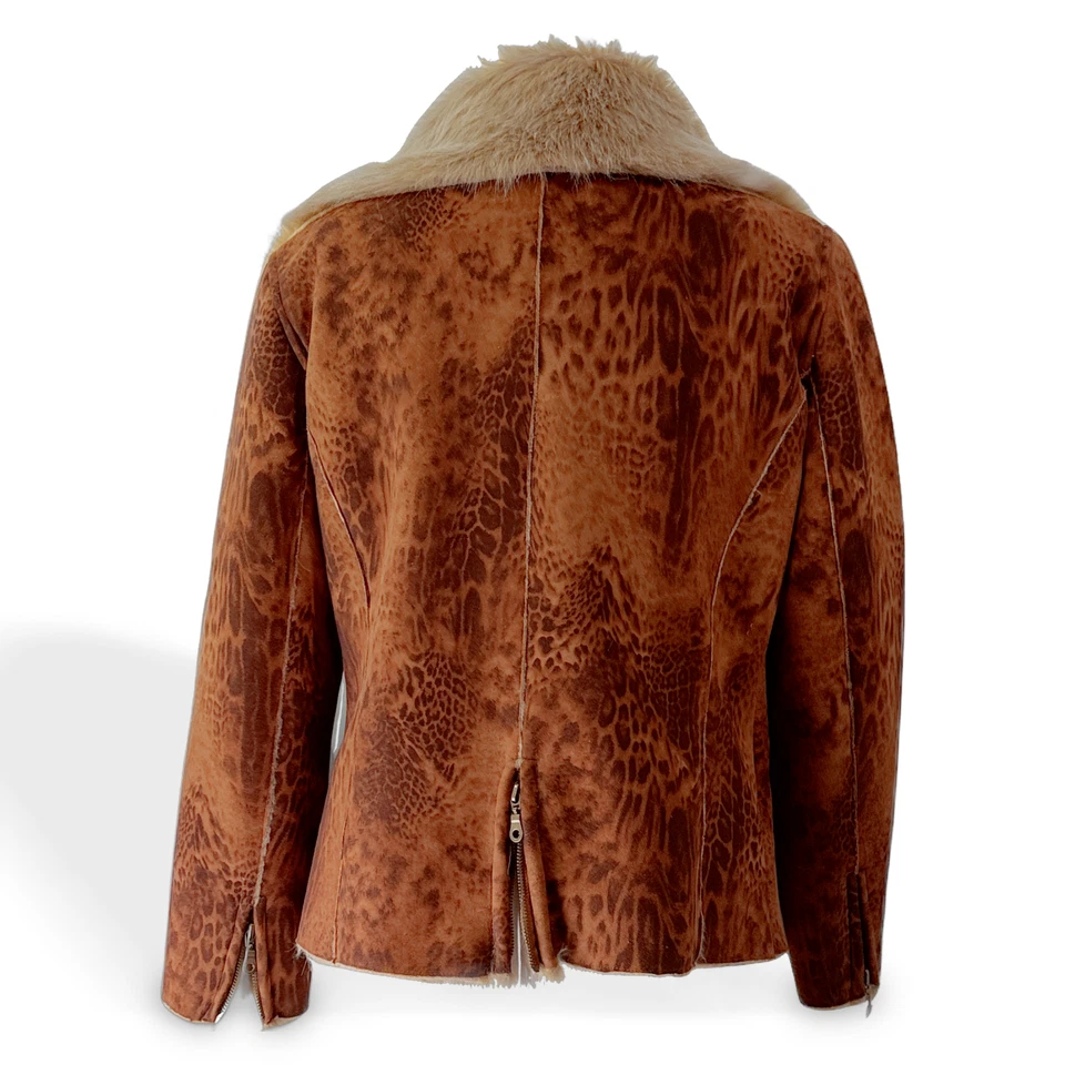 Chaqueta Lisa International Mujer Marrón M Poliéster Clásica Imitación Piel Estampado Animal Foto 2 de 4