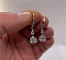 2Ct Round Cut Simulated Diamond Pretty Drop Hook Earring 14K White Gold Plated