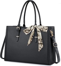 Laptop Bag for Women 15.6 Inch Waterproof Laptop Tote Bag Shoulder Bag Black