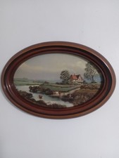 Vintage Rustic Landscape Painting On Wood