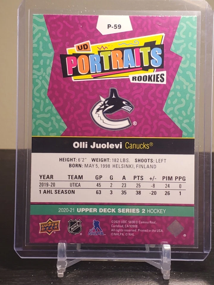 2020-21 Upper Deck - OLLI JUOLEVI - UD Portraits Rookies - #P-59 - Image 2 of 2