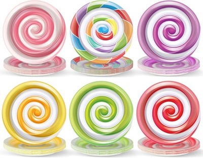 48Pcs Candy Themed Paper Plates for Candy World Party Decorations 7'' Colorful
