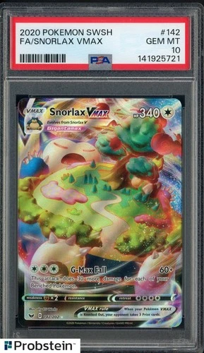 2020 Pokemon SWSH #142 FA Snorlax VMAX PSA 10 GEM MINT